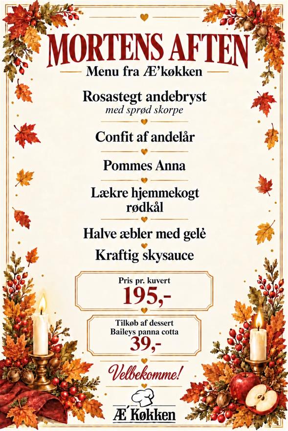 Mortens Aften Menu fra Æ'køkken
